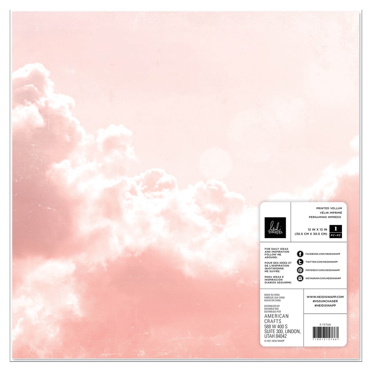 Heidi Swapp Sun Chaser Specialty Paper 12"X12"-Printed Vellum